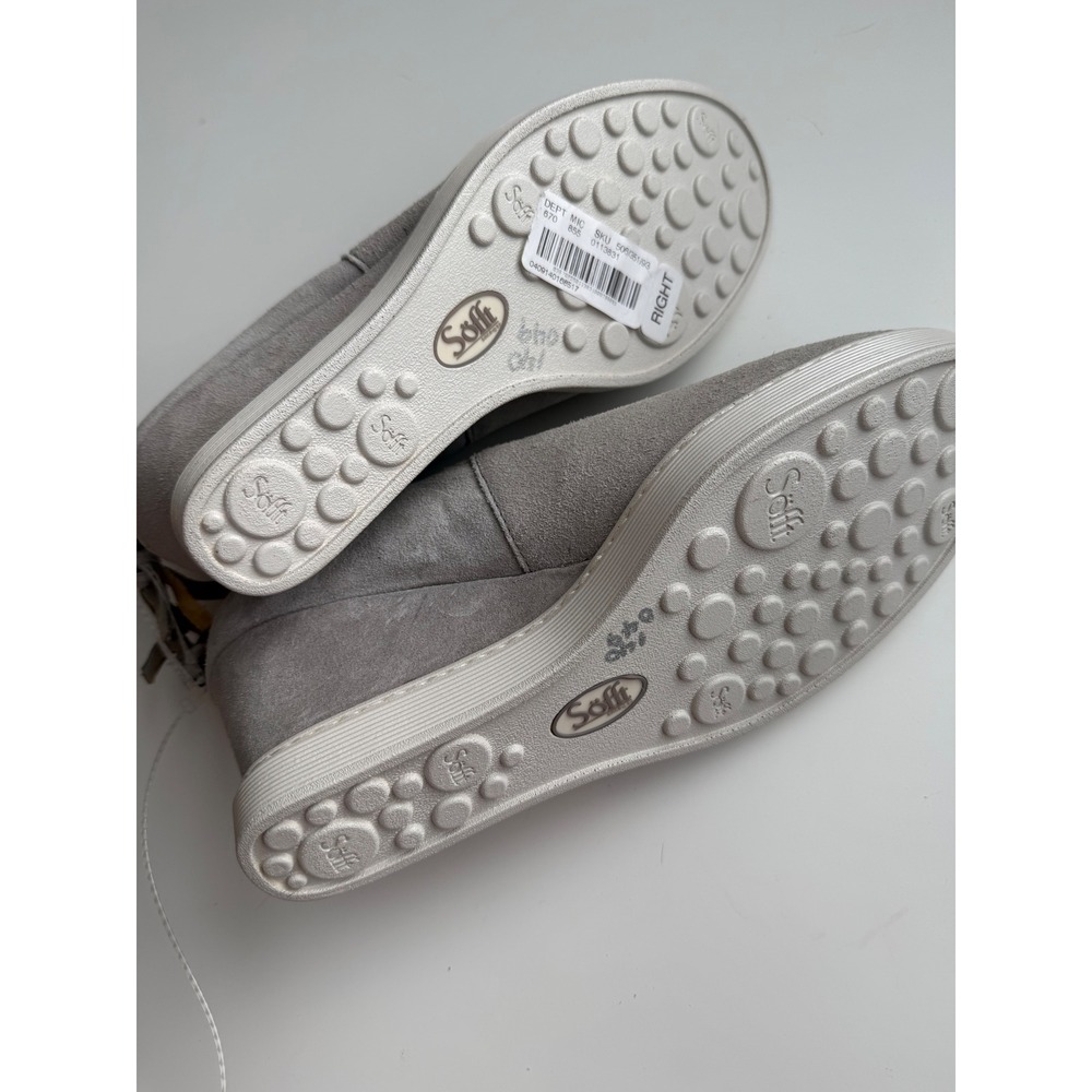 Sofft Womens Light Grey Suede Perforated Wedge Ankle Booties Zip Up‎ size 10 - Picture 6 of 11